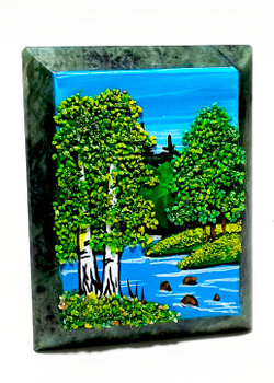 Настольное каменное панно" Времена года" 9-7-3.5см вес 160гр.