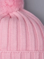 Шапка для девочки осенняя вязаная с помпоном