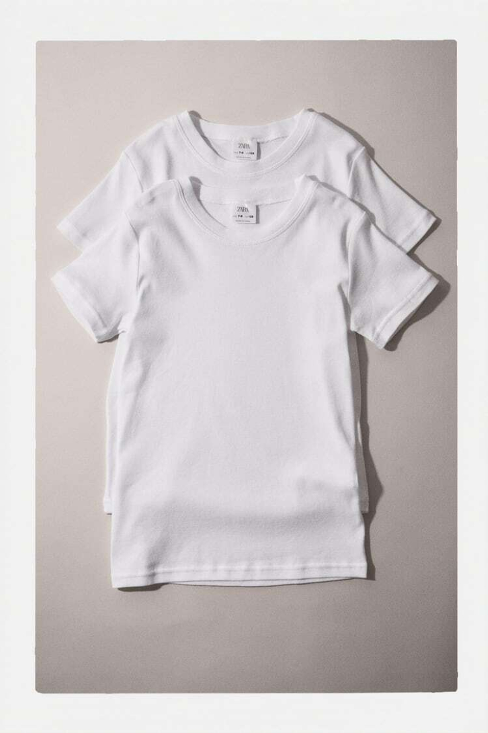 ZARA НАБОР ИЗ ДВУХ БАЗОВЫХ ФУТБОЛОК, БЕЛЫЙ