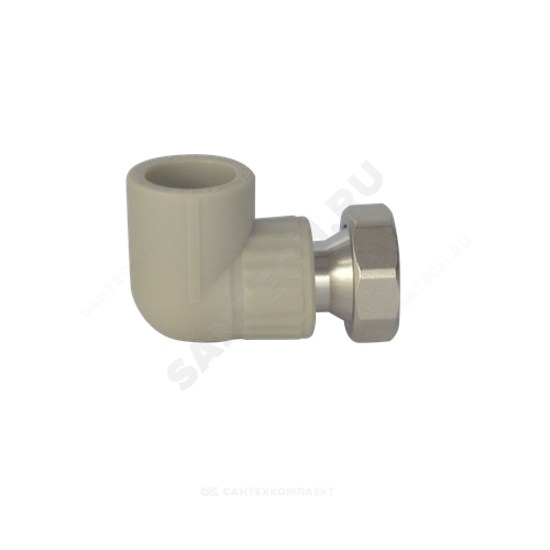 Угольник PP-R комбинированный серый Дн 32х1" с накидной гайкой VALFEX 10138032Г