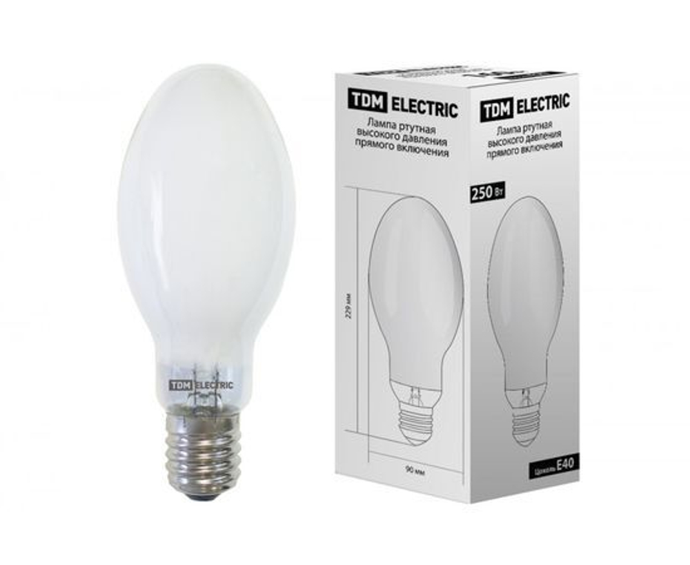 Лампа ртутная высокого давления прямого включения ДРВ 250 Вт Е40 TDM SQ0325-0020