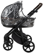 Детская коляска Roan Esso Кожа 3 в 1 с автокреслом Pituso Baesa Pro Black,Beige Canopy ESSK/210/1 Black /Black/руч.Тем.коричневый
