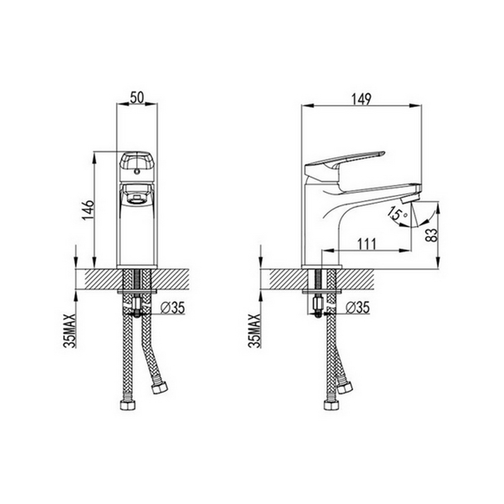 Смеситель для раковины 35к Milardo NIASB00M01 "Niagara" литой ХРОМ