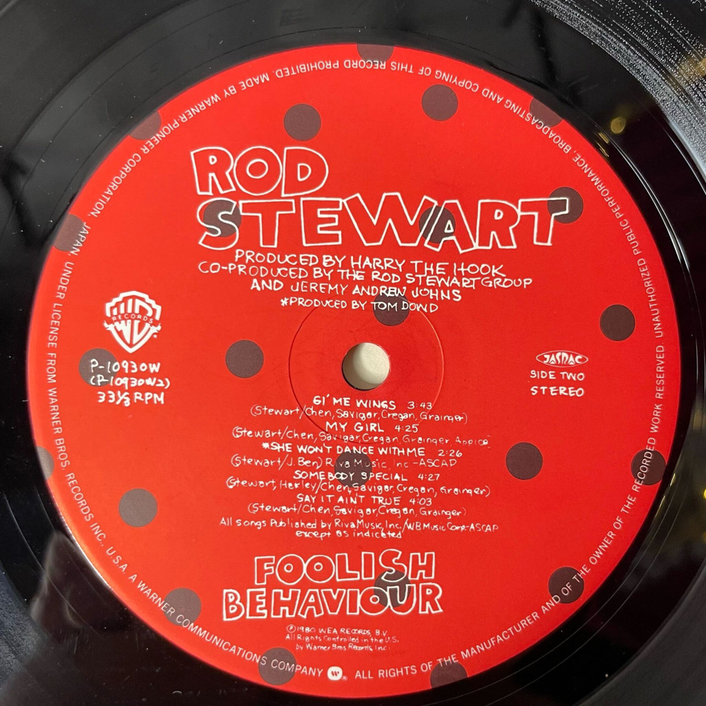 Винтажная виниловая пластинка LP Rod Stewart Foolish Behaviour (Japan 1980) (No Obi)