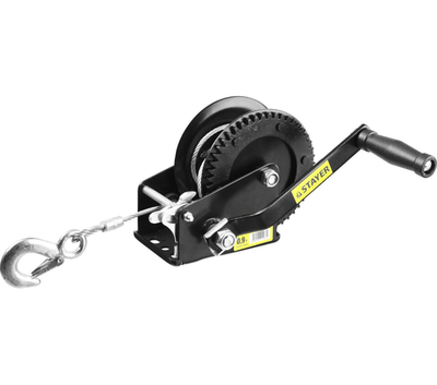 STAYER MAXPull, 0.9 т, 8 м, ручная барабанная тросовая лебедка (43112-0.9)