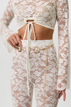 Кружевные брюки цвета айвори