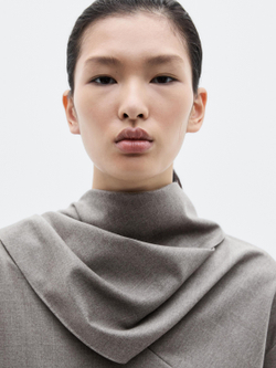 Massimo Dutti Блузка со шнуровкой на воротнике - Limited Edition, серый