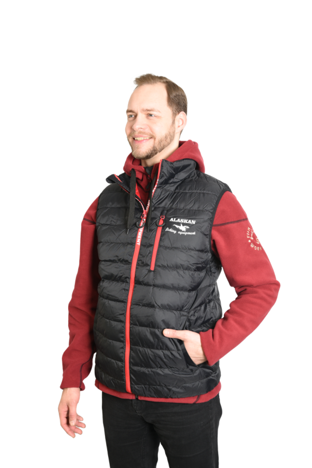 Жилет Alaskan Juneau Vest  M утепленный стеганый черный /красный