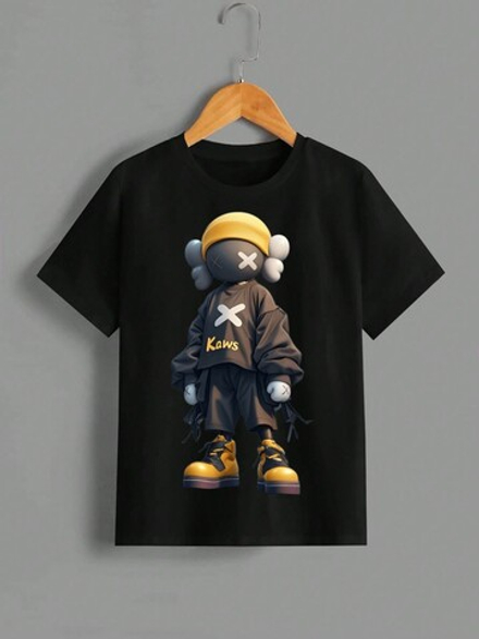 Футболка с принтом ДТФ KAWS черная