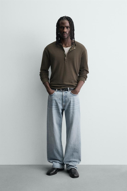 ZARA ДЖИНСЫ СВОБОДНОГО КРОЯ, ВЫЦВЕТШИЙ СИНИЙ