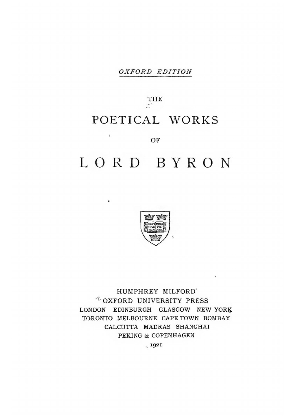 The Poetical Works Of Lord Byron | Lord Byron