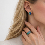 Кольцо с Изумрудами, Сапфирами и Турмалинами Параиба, R0256-0/59