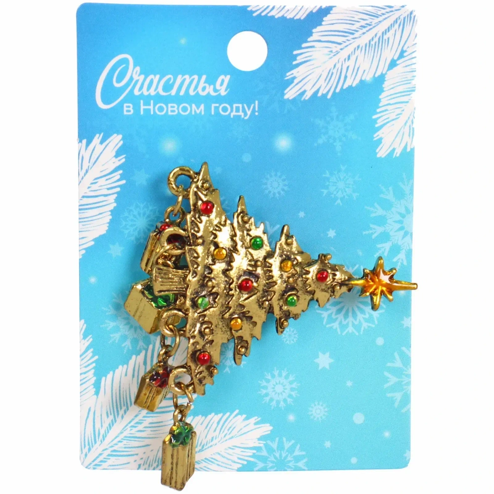 Брошь новогодняя «Gold Podarok - Ёлочка», 3.5*5.3см