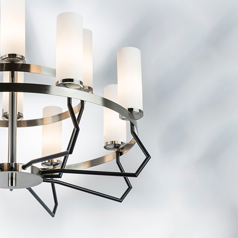 723125 Люстра FLUME 12х40W E14 ЧЕРНЫЙ МАТОВЫЙ/НИКЕЛЬ