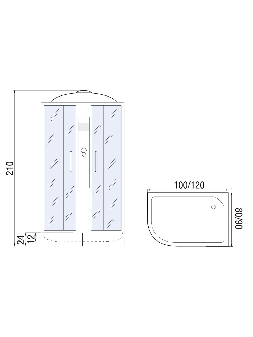 Душевая кабина RIVER DESNA  120/90/24 МТ R 120x90x210 10000002993 Правая или левая  Ассимметрия