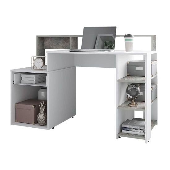 Лайф bts Стол компьютерный белый/бетон, СП