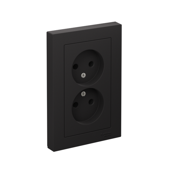 Розетка 2-м СП AtlasDesign 16А IP20 без заземл. в сборе карбон SE ATN001020