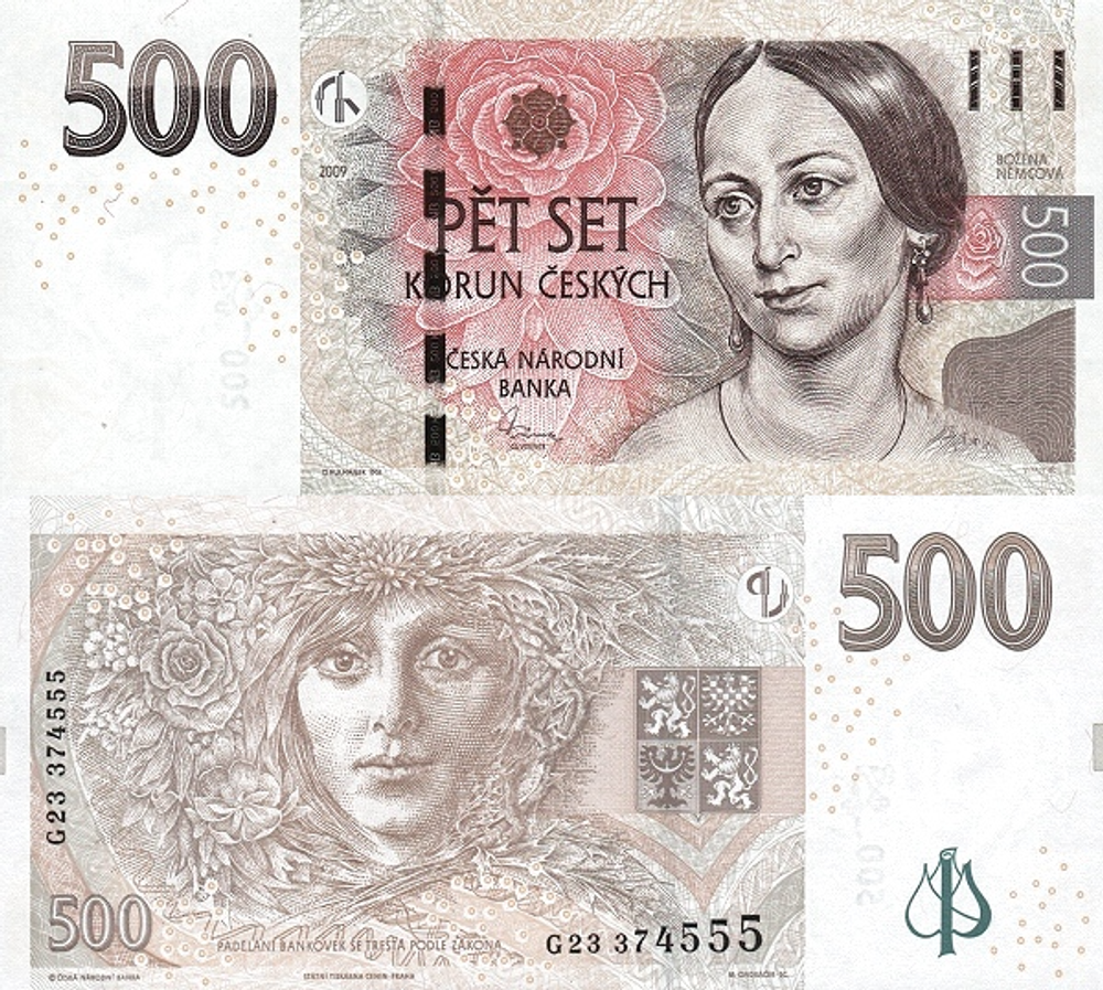 Чехия 500 крон 2009 Божена Немцова UNC