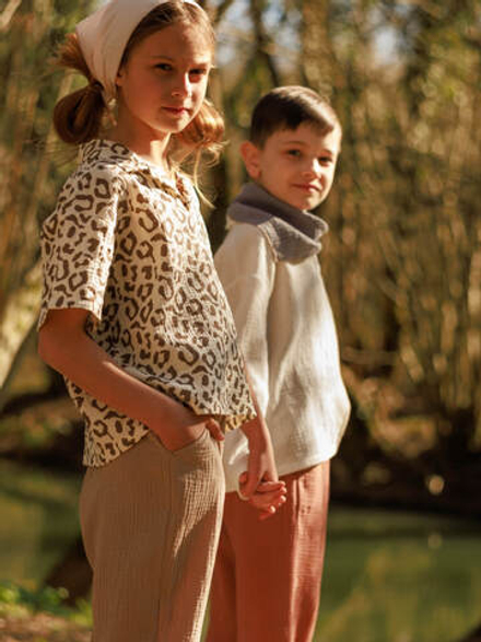 Поло оверсайз Mjölk Leopard, из муслина