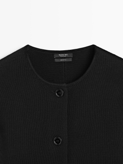 Massimo Dutti Вязаный кардиган из хлопка, черный