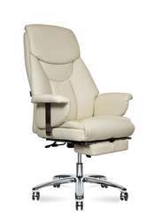 Кресло офисное Норден / Парламент / (ivory) сталь + хром /слоновая кость кожа