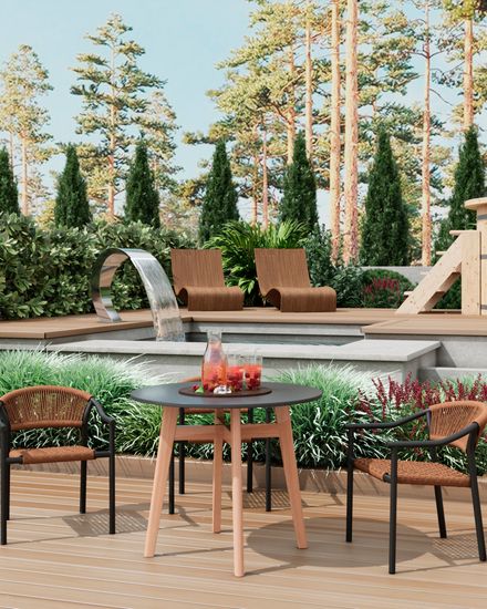 Стул уличный, металический Wind светло-коричневый серые ножки