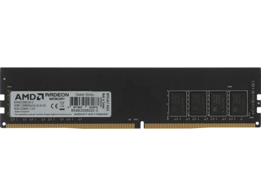 Оперативная память AMD Radeon R9 Gamer R948G3206U2S-U, DDR4 1х 8ГБ 3200МГц, DIMM, RTL
