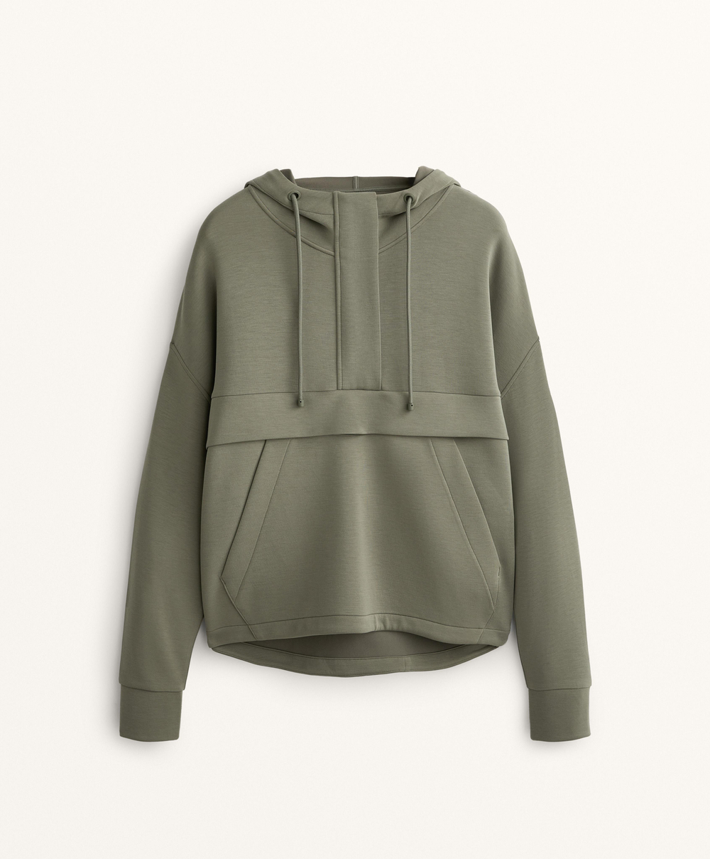 Oysho Толстовка из мягкого модала с застежкой-молнией, светлый хаки