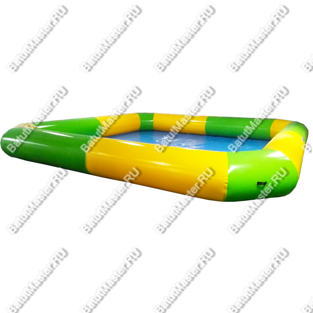 Квадратный надувной бассейн "Зебра", желто-зеленый 6*6*0.65 м