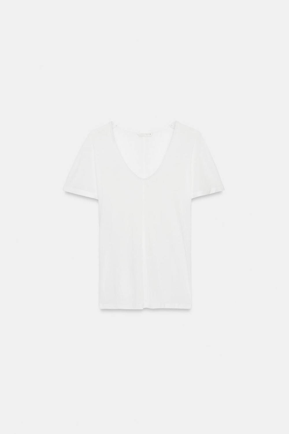 ZARA СВОБОДНАЯ ФУТБОЛКА С КОРОТКИМИ РУКАВАМИ, БЕЛЫЙ