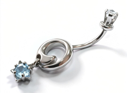 Ювелирный пирсинг из серебра 925 пробы с фианитами