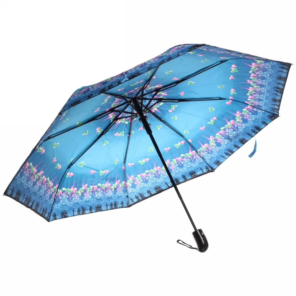 Зонт женский полуавтомат «Ultramarine - Венера», микс 6 цветов, 8 спиц, d-100см, длина в слож. виде 28см, голубые цветы