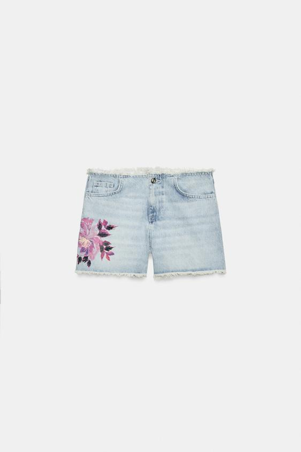 ZARA ДЖИНСОВЫЕ ШОРТЫ Z1975 С БАХРОМОЙ, ГОЛУБОЙ