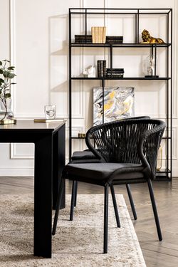 "Венето" обеденная группа на 4 персоны со стульями "Милан", каркас темно-серый, роуп темно-серый