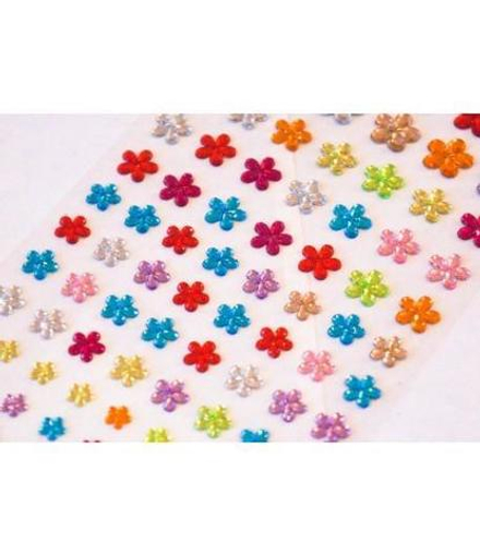 Стразы самоклеющиеся цветочки разного размера 101 шт разноцветные