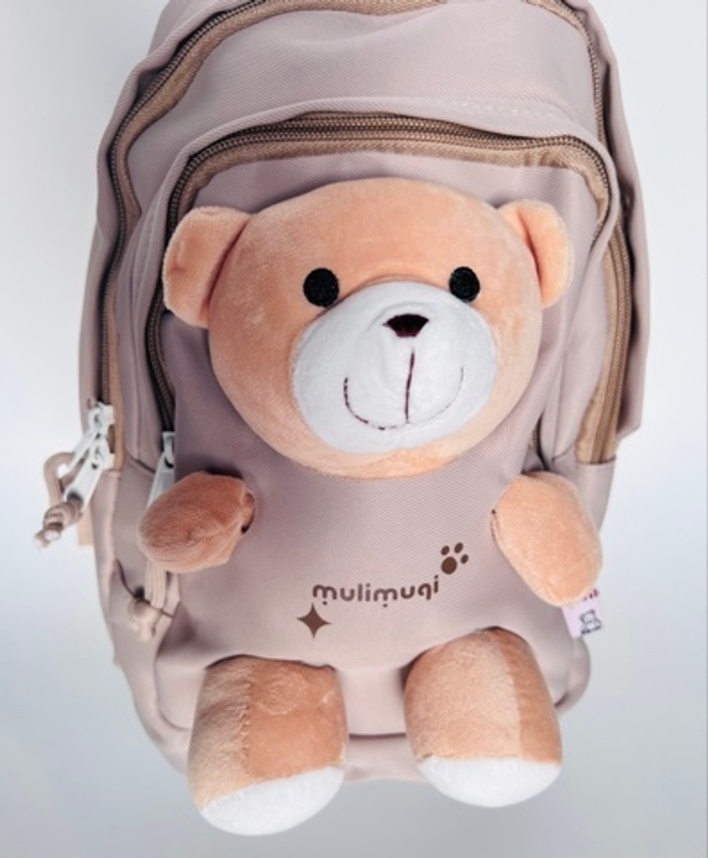 Рюкзак с игрушкой бежевый на возраст 4-7лет