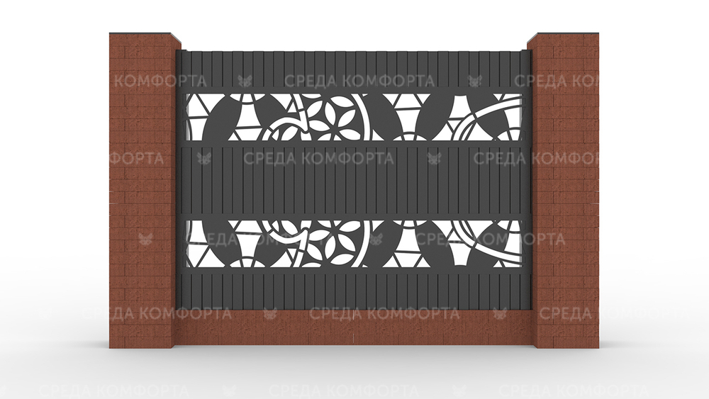 Забор из профлиста 2500х2000 мм ZBR0024 (столб для забора продается отдельно)