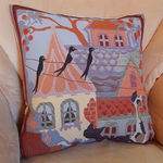 Наволочка гобеленовая декоративная для интерьерной подушки Кошачья жизнь - Лето 45х45