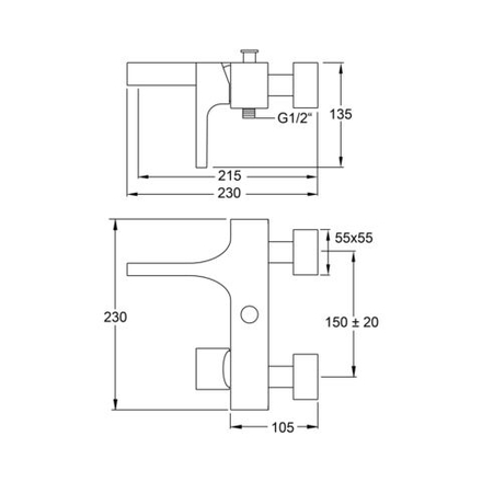 Steinberg Серия 210 Смеситель однорычажный для ванны/душа 1/2" с керамическим картриджем, с переключателем, с защитой от обратного потока, хром 210 1100