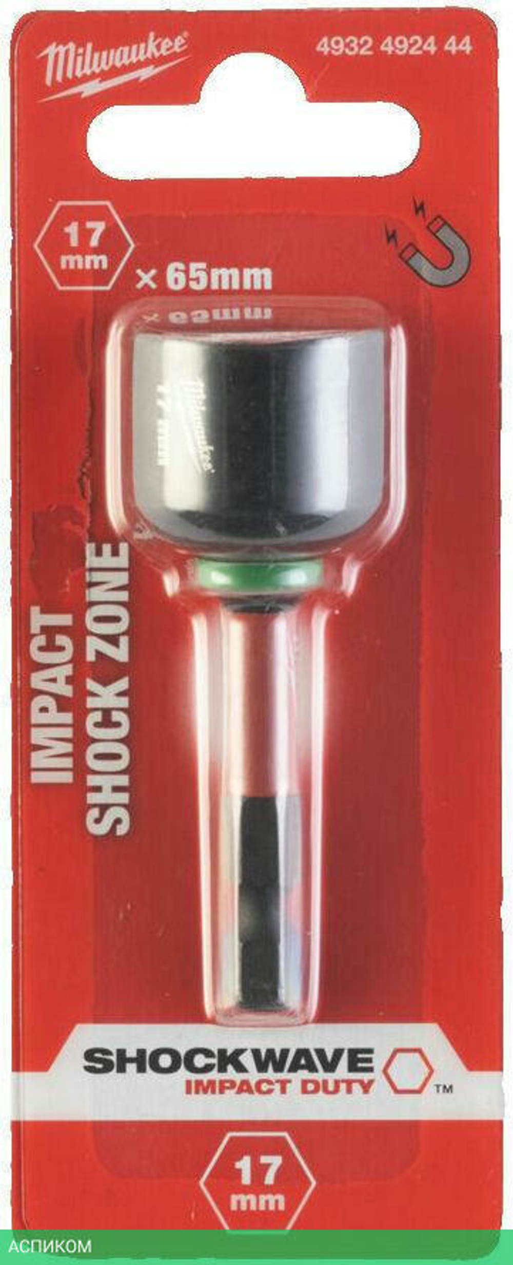 Насадка торцевая Milwaukee Shockwave 1/4" Hex-17ммx65мм (4932492444)
