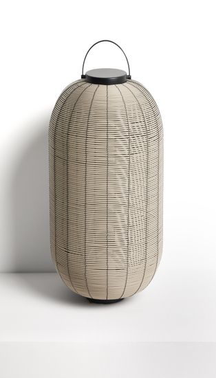 Портативная настольная лампа Saranella из светло-серого искусственного ротанга