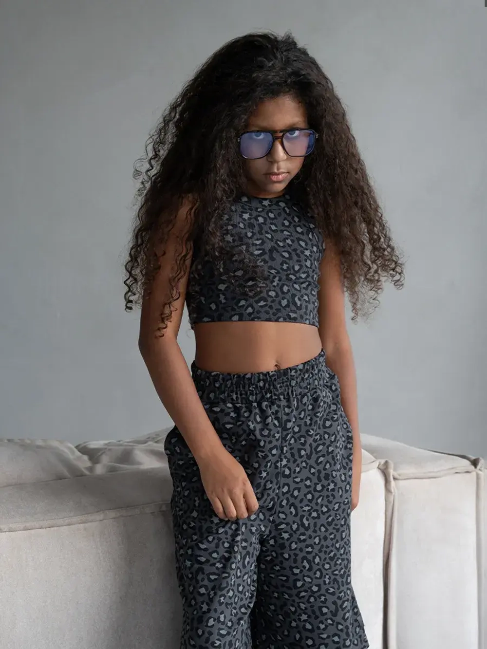 Летний кроп топ трикотажный детский