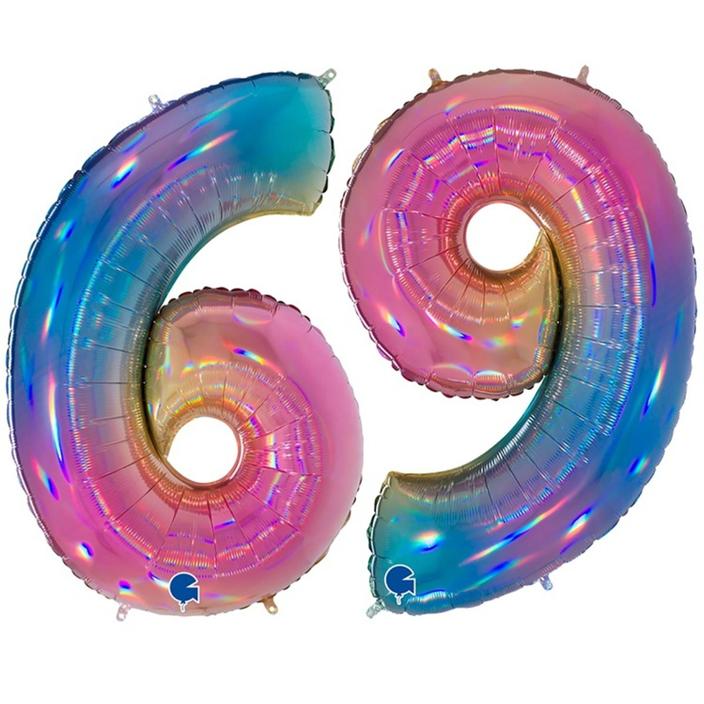 Шар ЦИФРА 6/9 Радуга переливы 40" 102 см