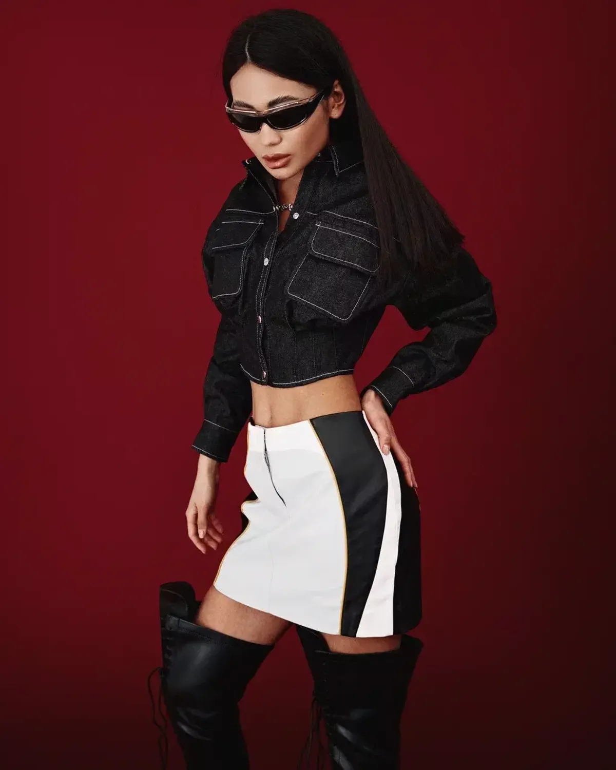 Укороченная рубашка-корсет Gigi Black