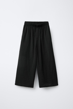 ZARA БРЮКИ ИЗ ЖАТОЙ ТКАНИ, ЧЕРНЫЙ