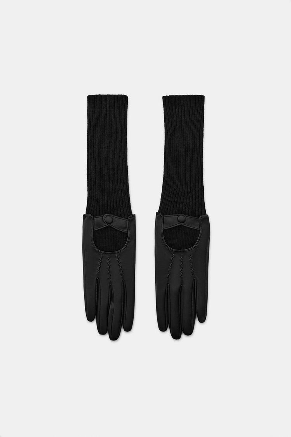 ZARA КОМБИНИРОВАННЫЕ ПЕРЧАТКИ ИЗ ИСКУССТВЕННОЙ КОЖИ, ЧЕРНЫЙ