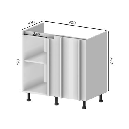 Кухня Модуль НУ 1000 нижний угловой Белый / Тик