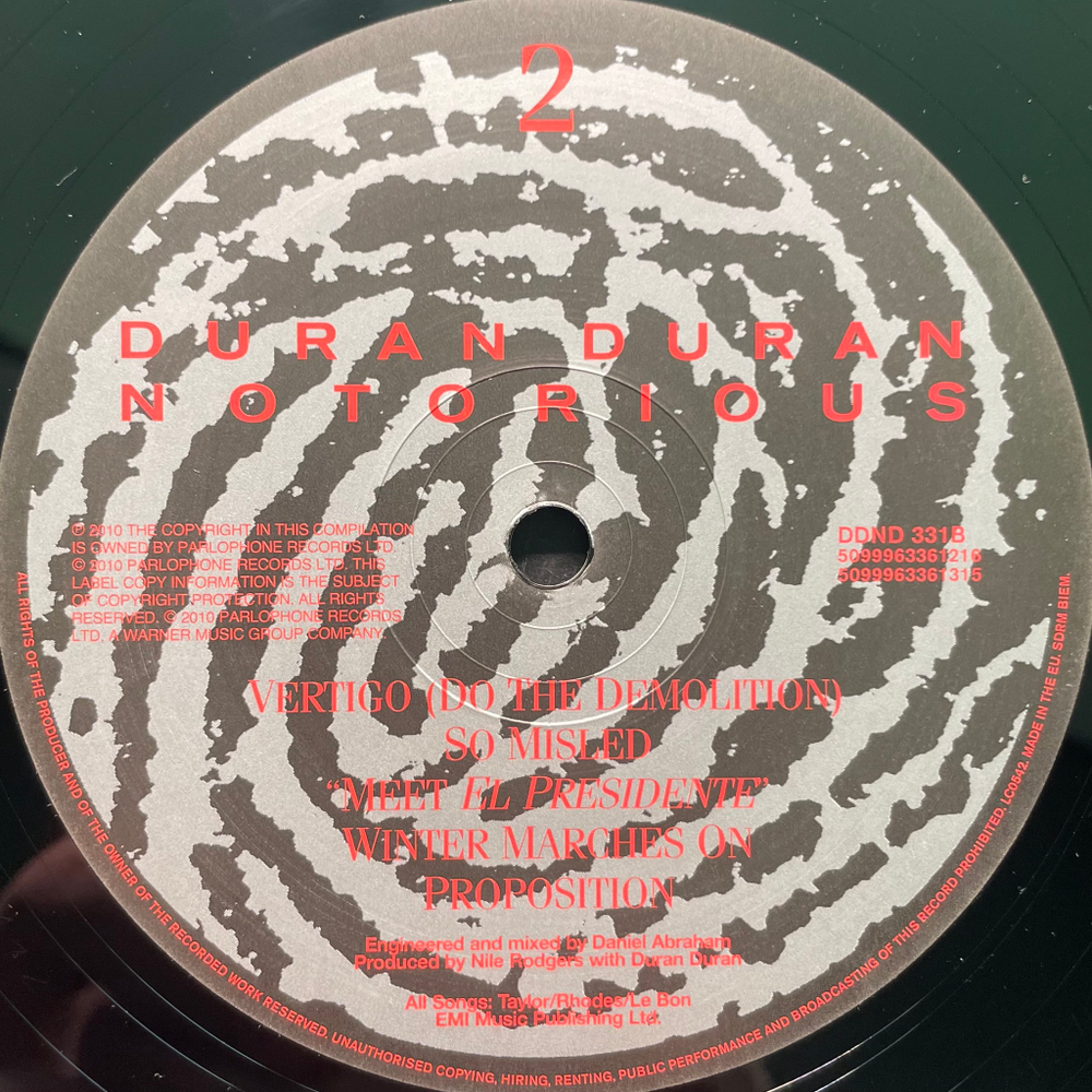 Duran Duran ‎– Notorious 2LP (Европа 2015г.)