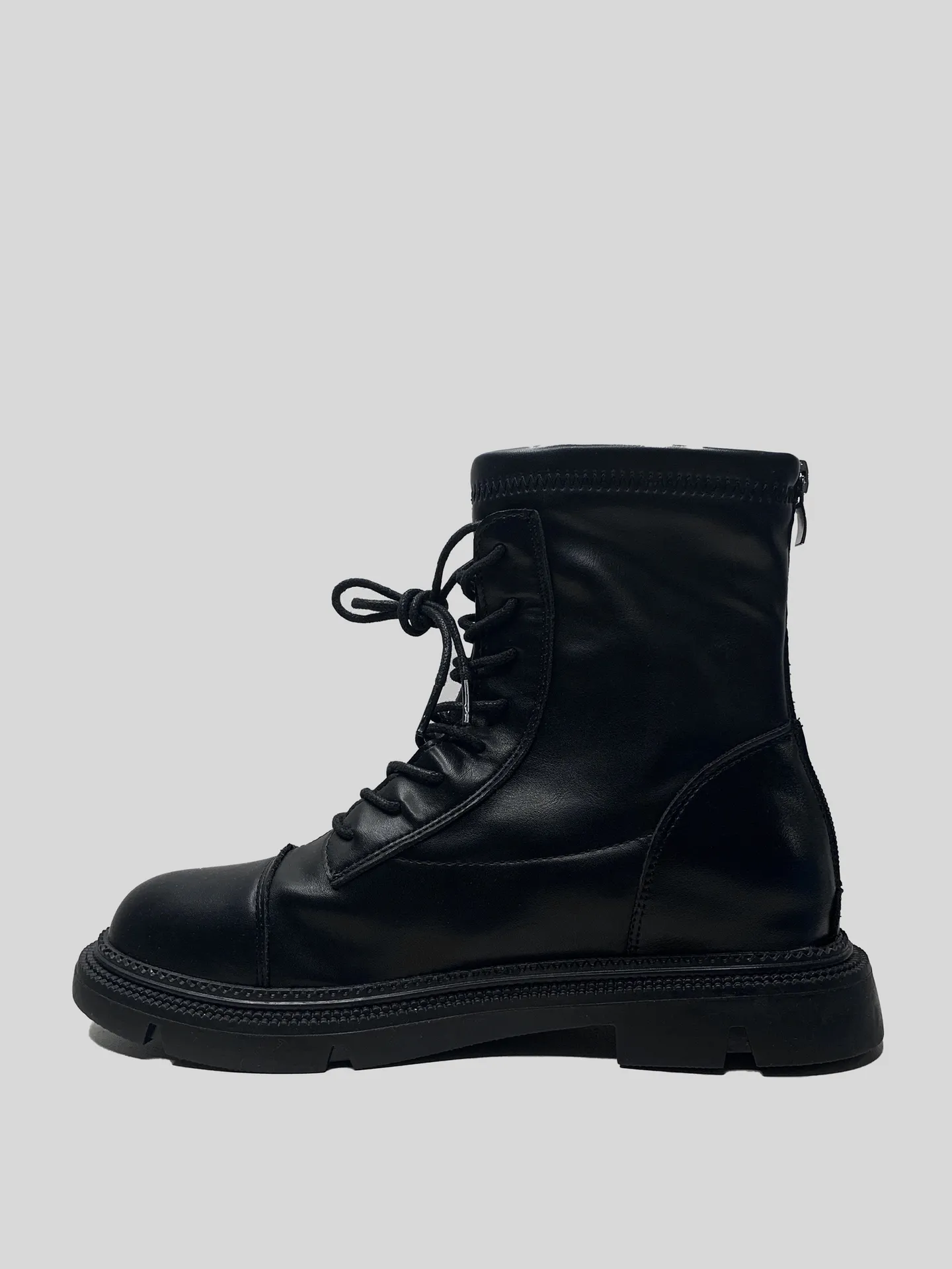 Ботинки со шнуровкой и молнией сзади Dino Albat 2172-1 из кожи с утеплителем\Черный Nadya