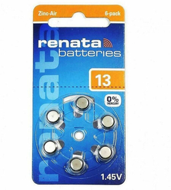 Батарейка для слуховых аппаратов Renata ZA 13 6шт